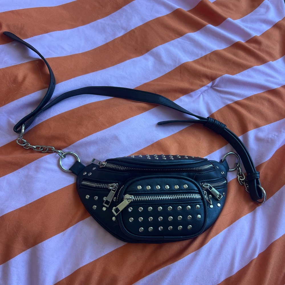 UO Black Leather Belt Bag